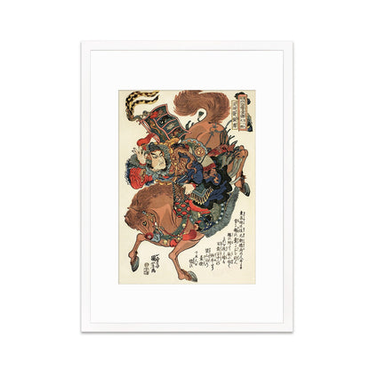 Japanese Samurai Art Print Poster Woodblock Ukiyo-e Rori Zhang Qing Buusen Chosei Kuniyoshi Samurai Horse Framed Mounted Wall Warrior A3 A2