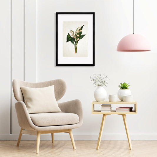 Framed Mounted Antique Botanical Art Print Poster Vintage Wall Flowers Floral Lily Of The Valley Nature Leaf Plant Illustration Victorian