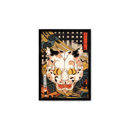 Japanese Art Monster Cat Framed Mounted Ukiyo-e Wall Decor Print Poster Woodblock Yoshifuji Yokai Ghost Horror Neko Tattoo Calligraphy A2 A3