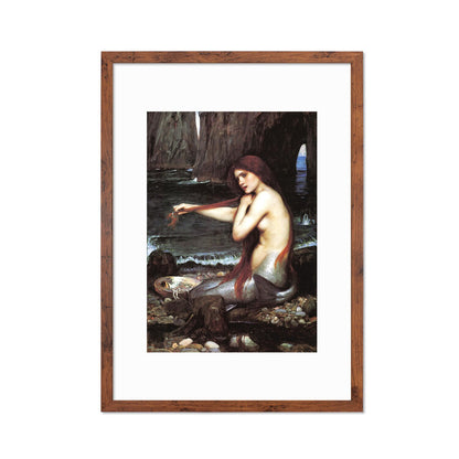 Mermaid Framed Art Print Poster Wall Mounted Quirky Fairy Tale Pre-Raphaelite John William Waterhouse Classic Painting Victorian Edwardian