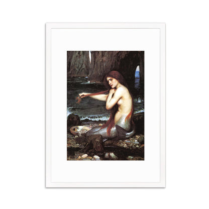 Mermaid Framed Art Print Poster Wall Mounted Quirky Fairy Tale Pre-Raphaelite John William Waterhouse Classic Painting Victorian Edwardian