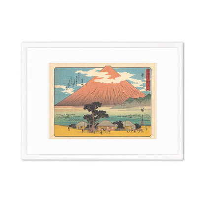 Japanese Art Mount Fuji Framed Mounted Ukiyo-e Wall Decor Print Poster Woodblock Hiroshige Fujisan Mountain Hara Station 14 Landscape Pastel