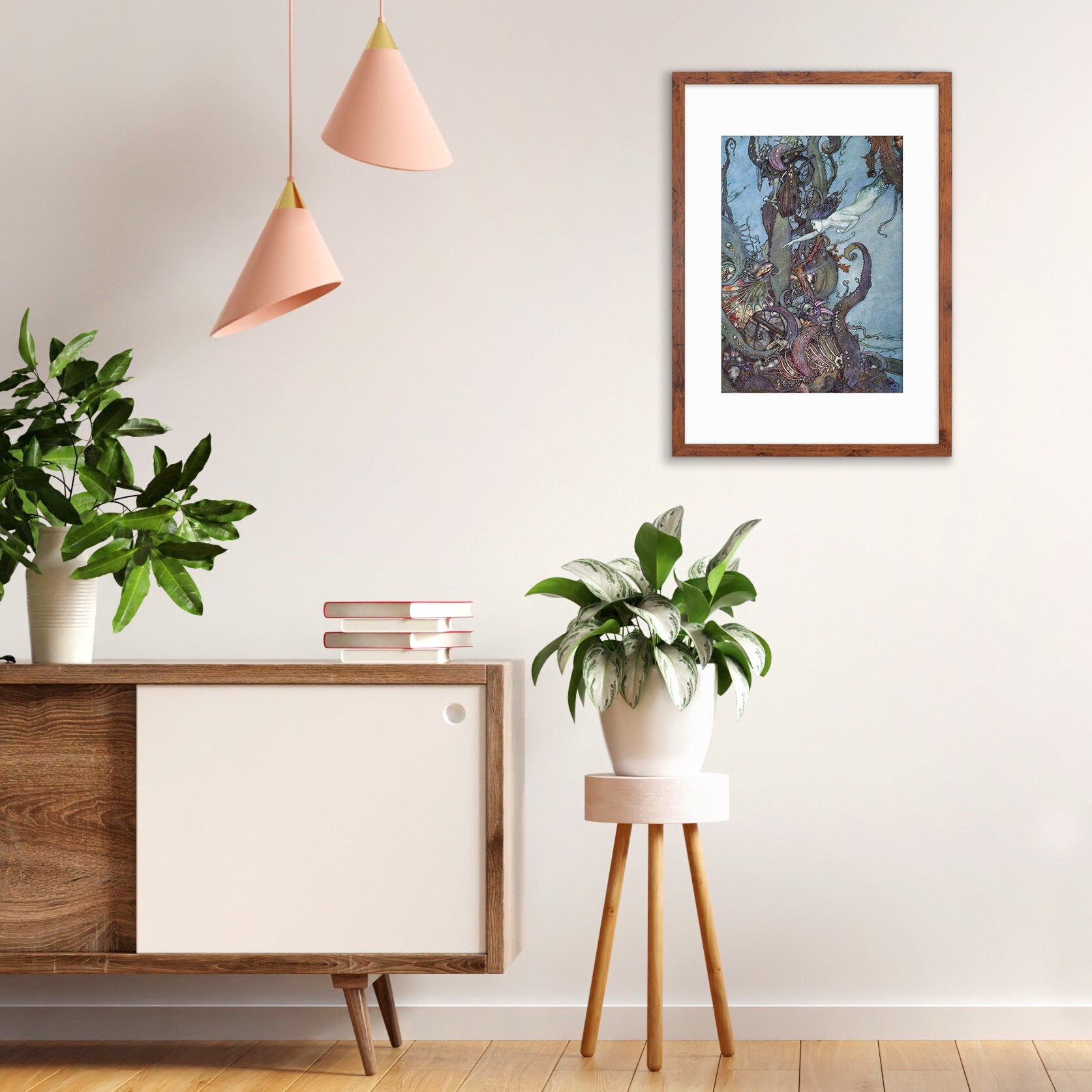 Mermaid Vintage Art Print Poster Wall Framed Mounted Antique Book Quirky Illustration Fairy Tale Edmund Dulac Sea Victorian Princess Pretty