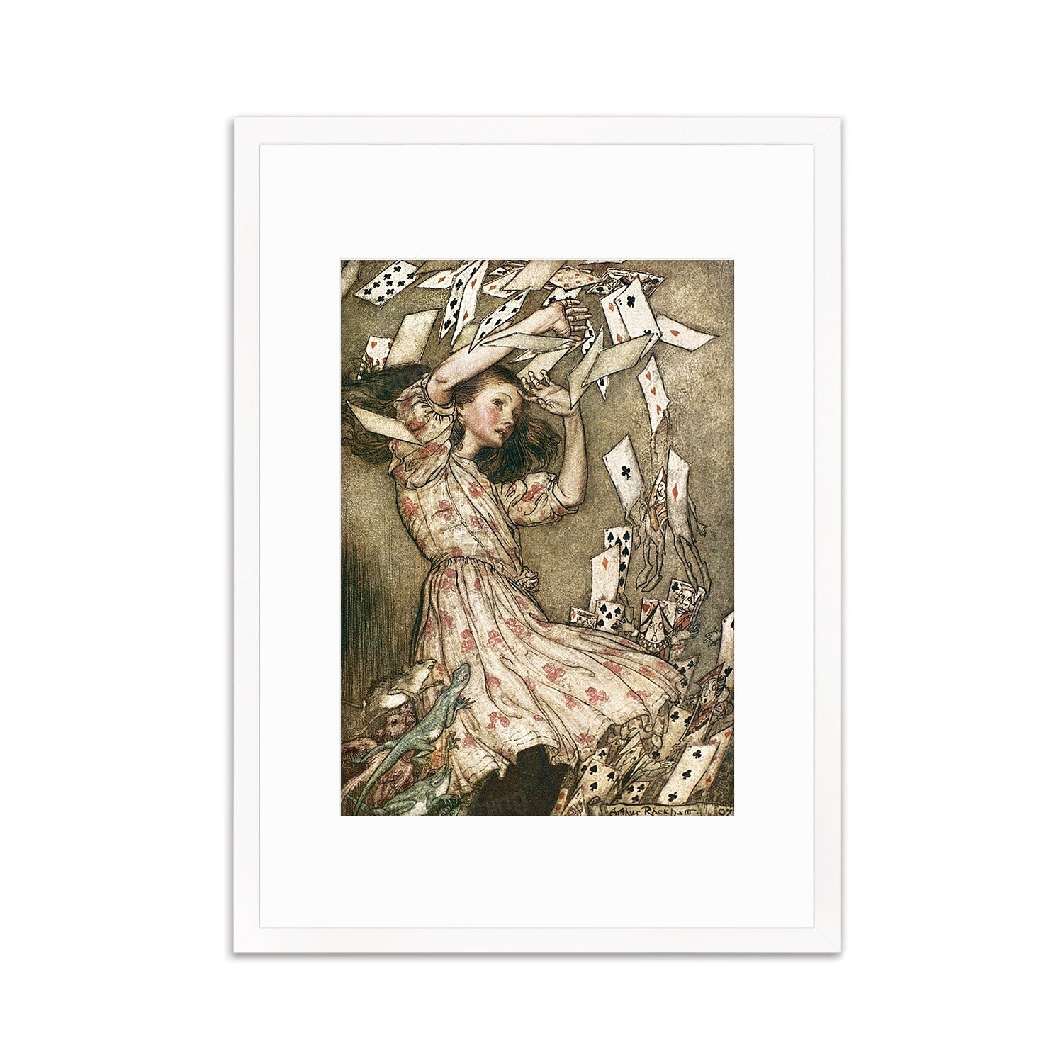 Alice In Wonderland Framed Art Print Poster Wall Mounted Antique Old Book Illustration Cards Arthur Rackham Victorian Edwardian Cute Quirky