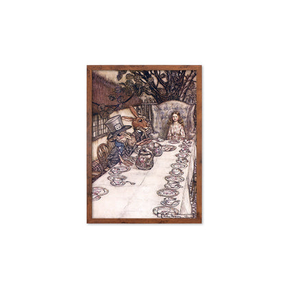 Alice In Wonderland Framed Art Print Poster Wall Mounted Antique Book Illustration Mad Hatter Tea Party Arthur Rackham Victorian Cute Quirky