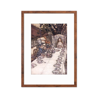 Alice In Wonderland Framed Art Print Poster Wall Mounted Antique Book Illustration Mad Hatter Tea Party Arthur Rackham Victorian Cute Quirky