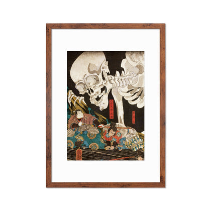 Skeleton Spectre Japanese Framed Mounted Ukiyo-e Wall Decor Art Print Poster Woodblock Sword Warrior Monster Horror Yokai Utagawa Kuniyoshi