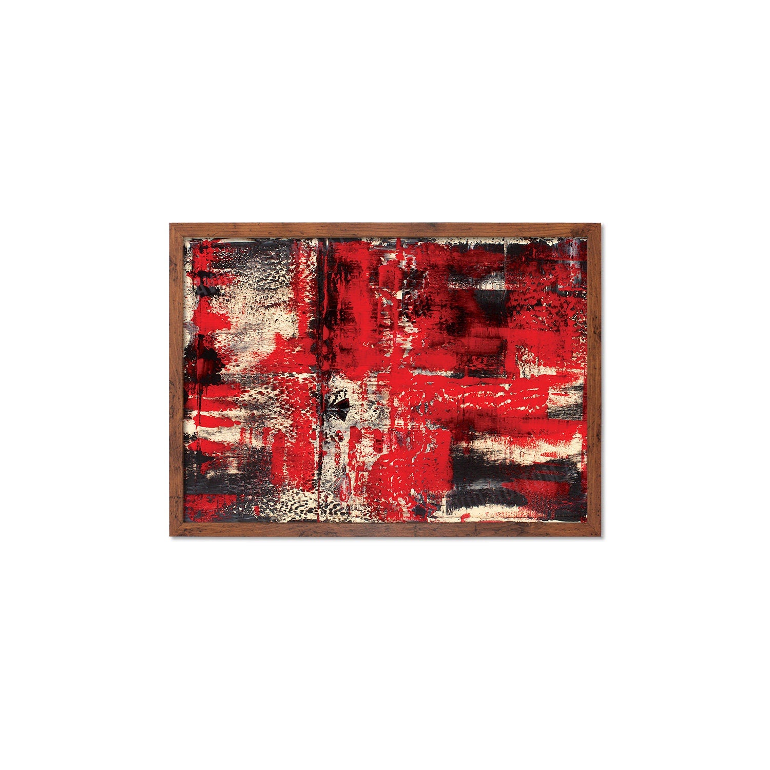 Contemporary Art Framed Mounted Wall Decor Print Poster Abstract Painting Original Modern Expressionism Original Unique Artist Scandi Red