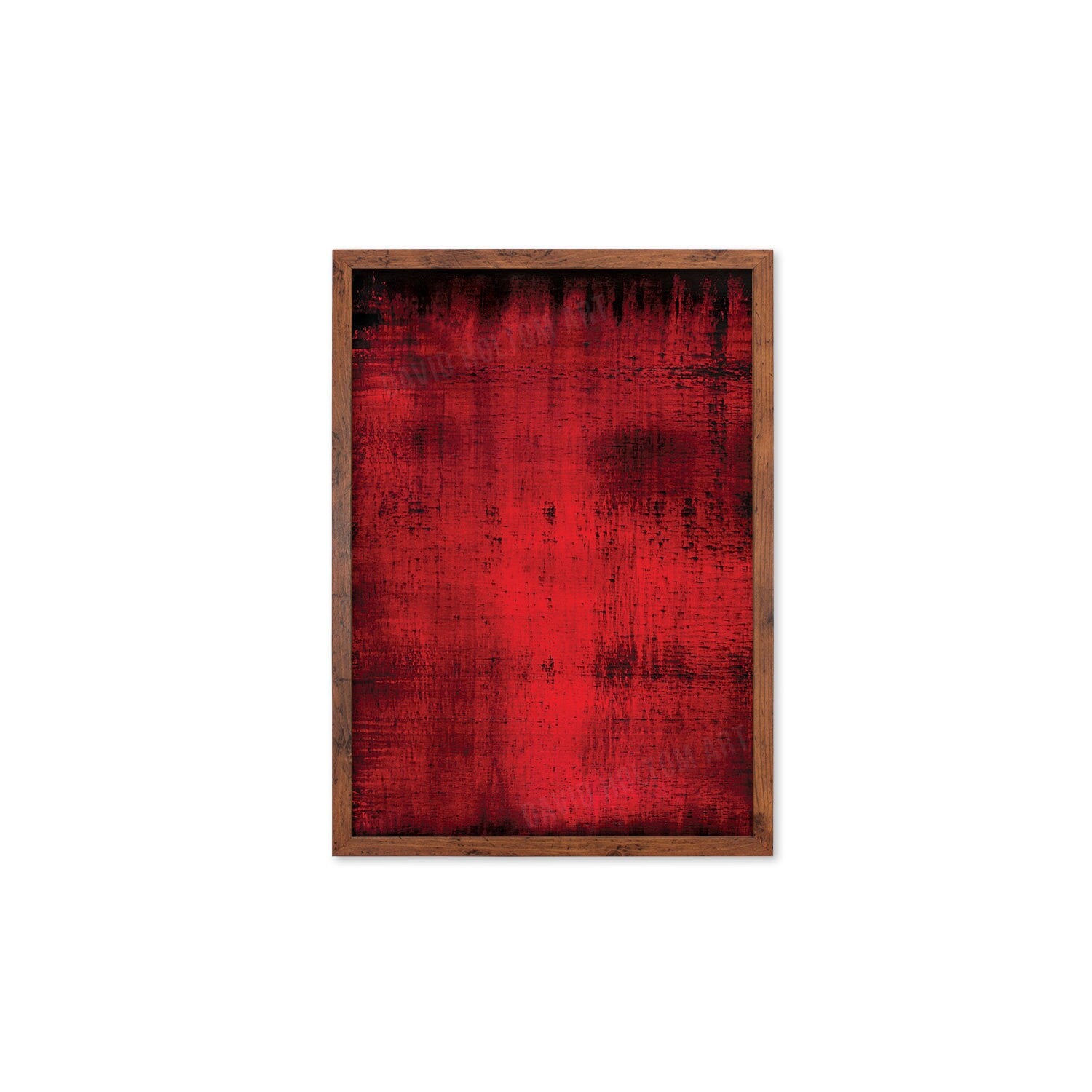 Contemporary Abstract Art Framed Mounted Wall Decor Print Poster Painting Original Modern Expressionism Original Unique Striking Red Intense