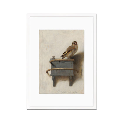 Framed Mounted The Goldfinch Vintage Art Print Poster Wall Decor Antique Carel Fabritius Painting Het Puttertje Birds Nature Dutch Beautiful