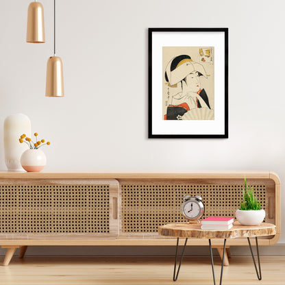 Japanese Art Geisha Framed Mounted Ukiyo-e Wall Decor Print Poster Woodblock Kitagawa Utamaro Maiko Tayu Oiran Kimono Tattoo Beautiful