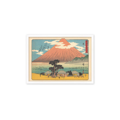 Japanese Art Mount Fuji Framed Mounted Ukiyo-e Wall Decor Print Poster Woodblock Hiroshige Fujisan Mountain Hara Station 14 Landscape Pastel
