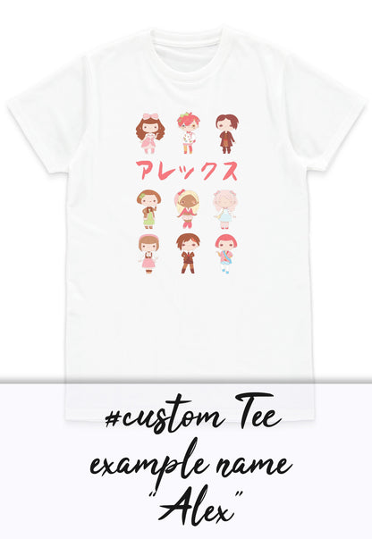 Custom Personalised T Shirt Japanese Kawaii Anime Manga Personalized Your Name Text Japan Cute Harajuku Womens Mens Graphic Printed Tee Top