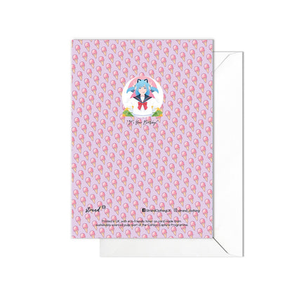 Happy Birthday Greeting Card Print Kawaii Cute Japanese Aesthetic Art Adorable Anime Manga Girl Pretty Seifuku Cosplay Larp Japan Cool - V20