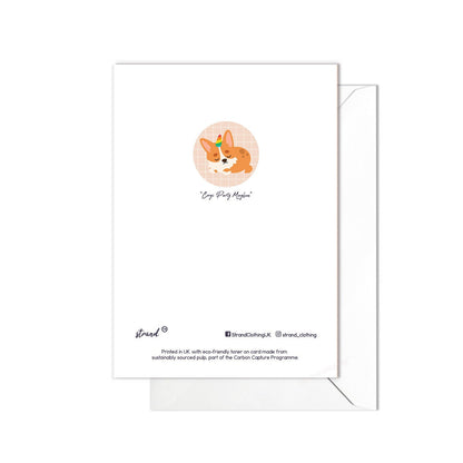 Happy Birthday Greeting Card Print Kawaii Cute Japanese Aesthetic Corgi Dog Puppy Adorable Animal Vegan Anime Manga Style Art Unicorn - C17