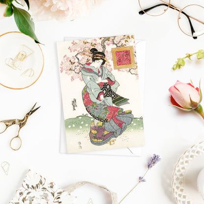 Japanese Ukiyo-e Art Greeting Cards Birthday Card Set of Five Bundle Valentines Woodblock Print Aesthetic Hiroshige Hokusai Haiku Elegant 5