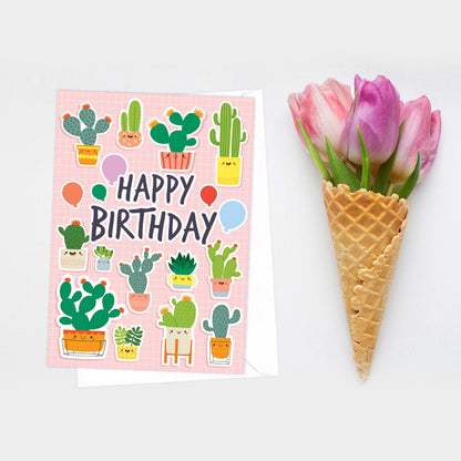 Happy Birthday Japanese Style Greeting Cards Card Set of 5 Bundle Kawaii Cute Aesthetic Anime Manga Girl Alpaca Llama Mount Fuji San Mix