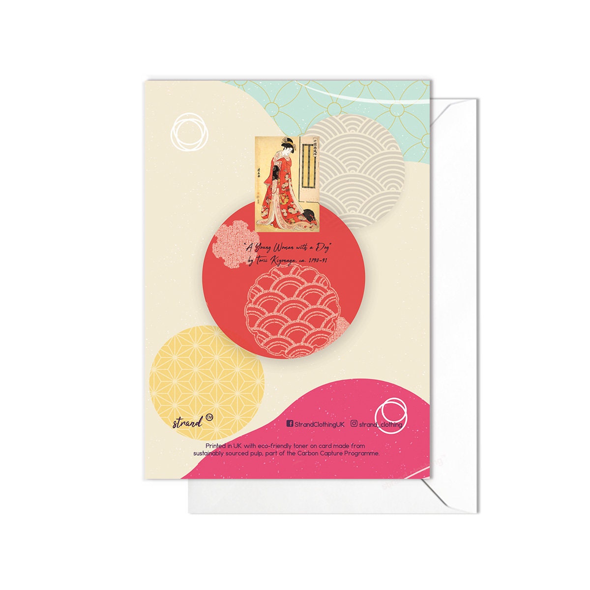 Happy Birthday Japanese Ukiyo-e Art Greeting Card Woodblock Print Aesthetic Yoshitoshi Kyoto Geisha Maiko Beautiful Spaniel Dog Chin - D19