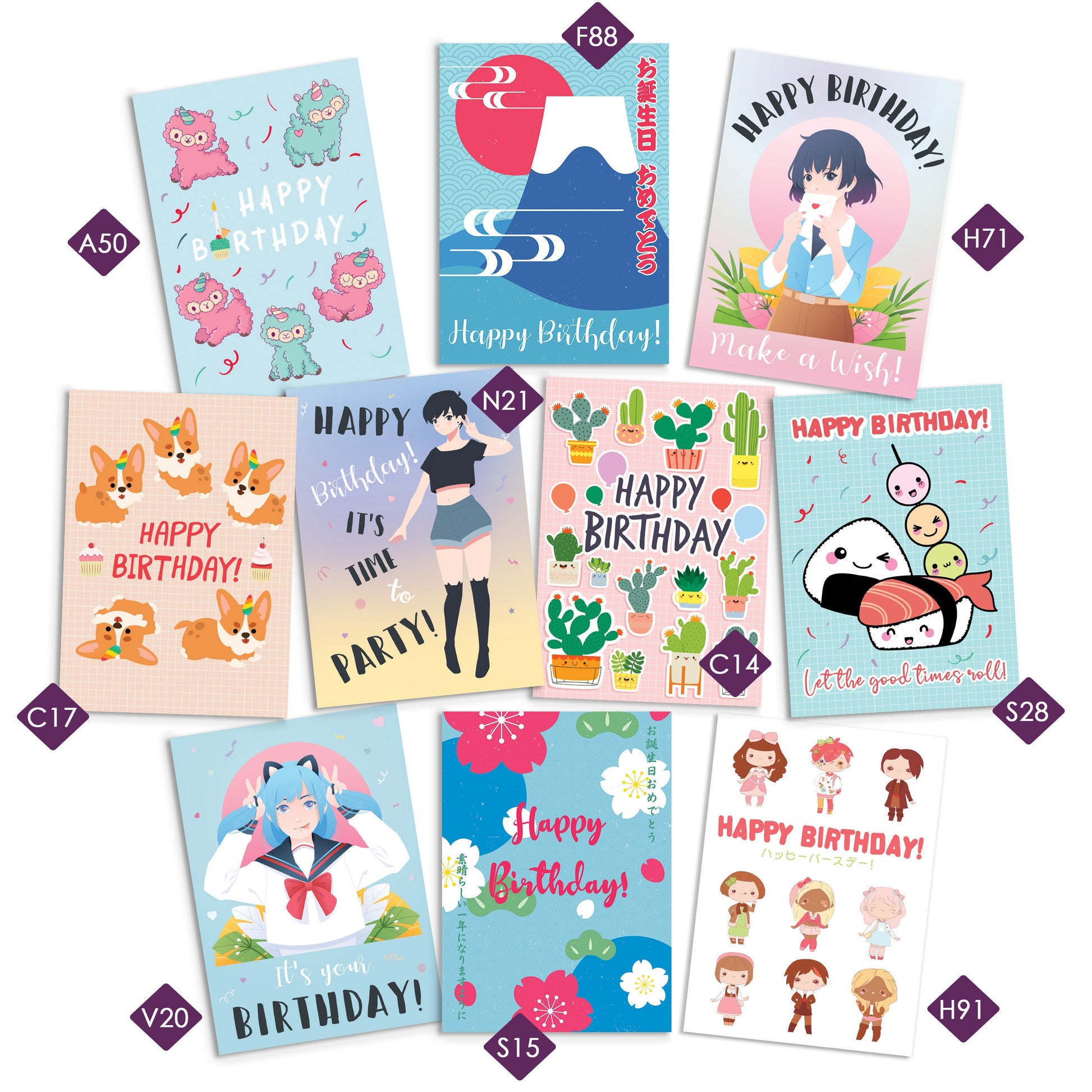 Greeting Cards Mix & Match Bundle - Card Set of 5 10 Happy Birthday Christmas Vintage Wedding Any Occasion Japanese Kawaii Cute Mix Pack