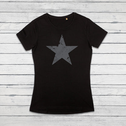 Black Red Star T Shirt Minimalist Abstract Geometric Streetwear Skater Retro Graphic Design 70s 90s Y2K Yoga Gym Girls Womens Printed Tee
