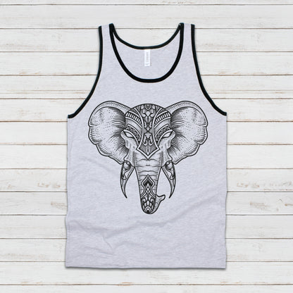 Elephant Tank Top Traditional Indian Henna Tattoo Gold Print Yoga Inspirational Mandala Lotus Hindu Animal Womens Mens Printed Vest Cami Tee