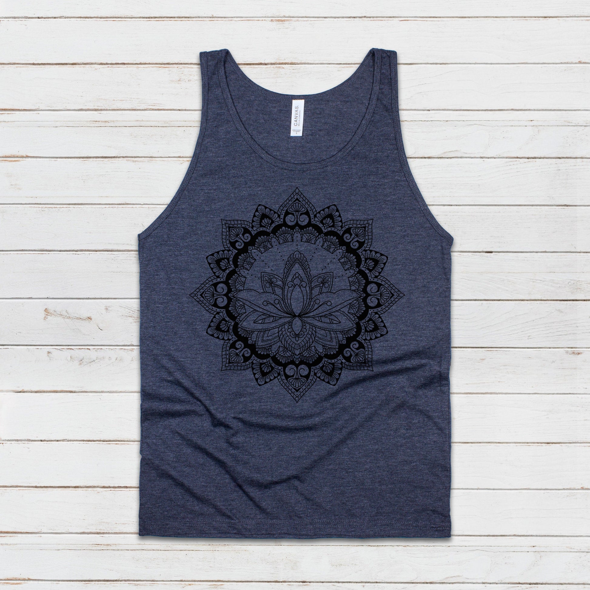 Lotus Mandala Tank Top Traditional Indian Henna Tattoo Gold Print Yoga Inspirational Buddhism Hindu Animal Womens Mens Printed Vest Cami Tee