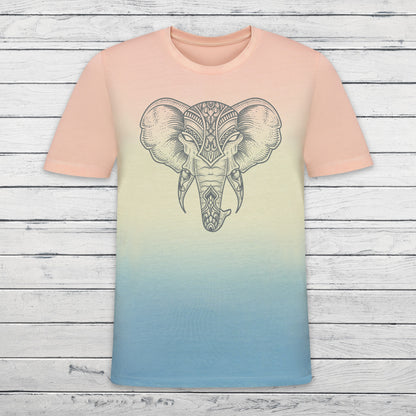 Elephant Print T Shirt Tie Dye Marble Traditional Indian Henna Tattoo Pastel Yoga Mandala Lotus Hindu Ombre Dipped Womens Mens Printed Tee
