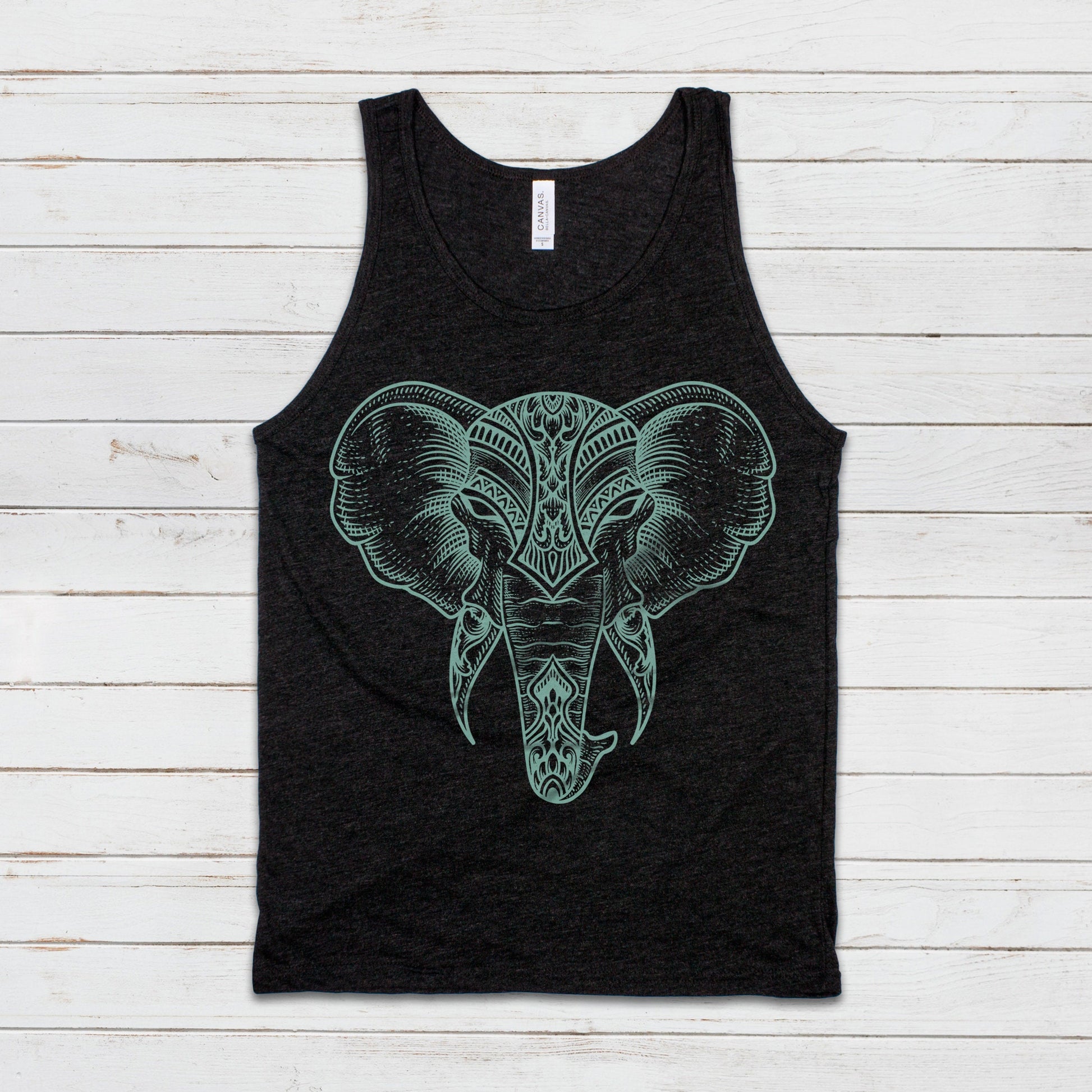 Elephant Tank Top Traditional Indian Henna Tattoo Gold Print Yoga Inspirational Mandala Lotus Hindu Animal Womens Mens Printed Vest Cami Tee