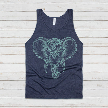 Elephant Tank Top Traditional Indian Henna Tattoo Gold Print Yoga Inspirational Mandala Lotus Hindu Animal Womens Mens Printed Vest Cami Tee