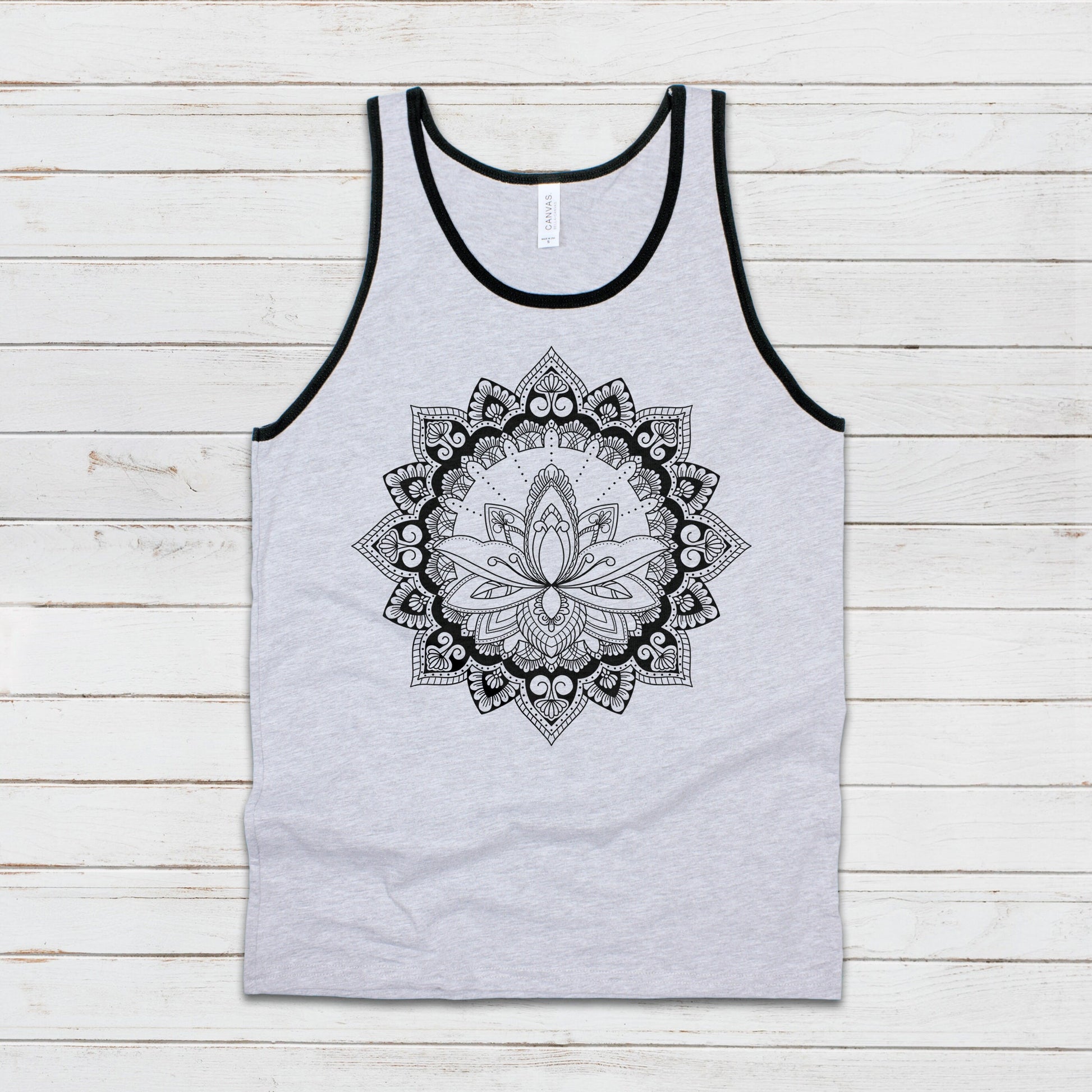 Lotus Mandala Tank Top Traditional Indian Henna Tattoo Gold Print Yoga Inspirational Buddhism Hindu Animal Womens Mens Printed Vest Cami Tee