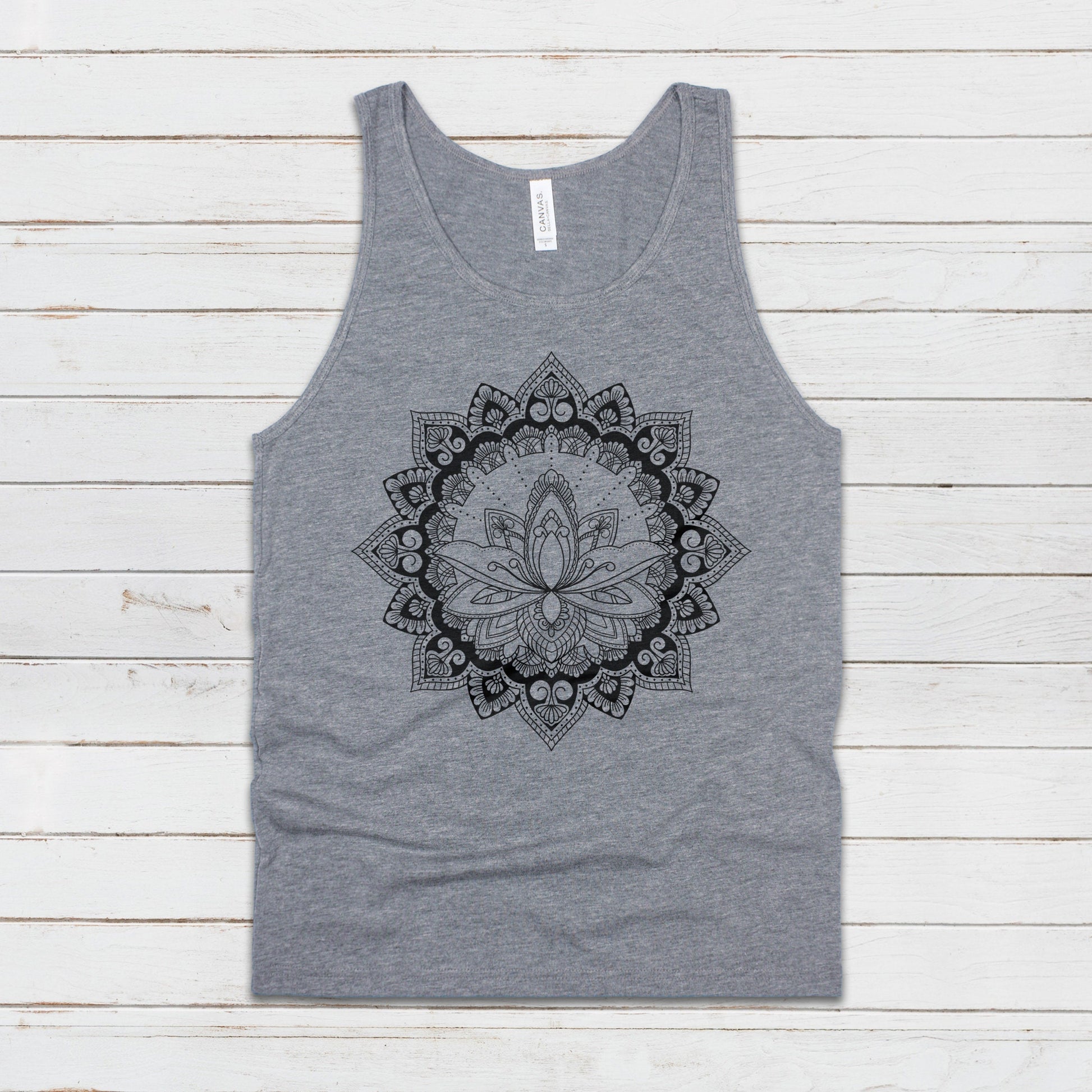Lotus Mandala Tank Top Traditional Indian Henna Tattoo Gold Print Yoga Inspirational Buddhism Hindu Animal Womens Mens Printed Vest Cami Tee