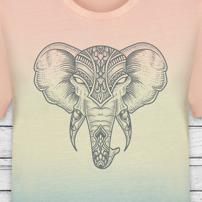 Elephant Print T Shirt Tie Dye Marble Traditional Indian Henna Tattoo Pastel Yoga Mandala Lotus Hindu Ombre Dipped Womens Mens Printed Tee