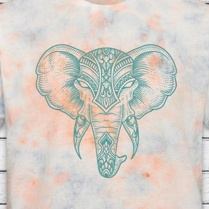 Elephant Print T Shirt Tie Dye Marble Traditional Indian Henna Tattoo Pastel Yoga Mandala Lotus Hindu Ombre Dipped Womens Mens Printed Tee