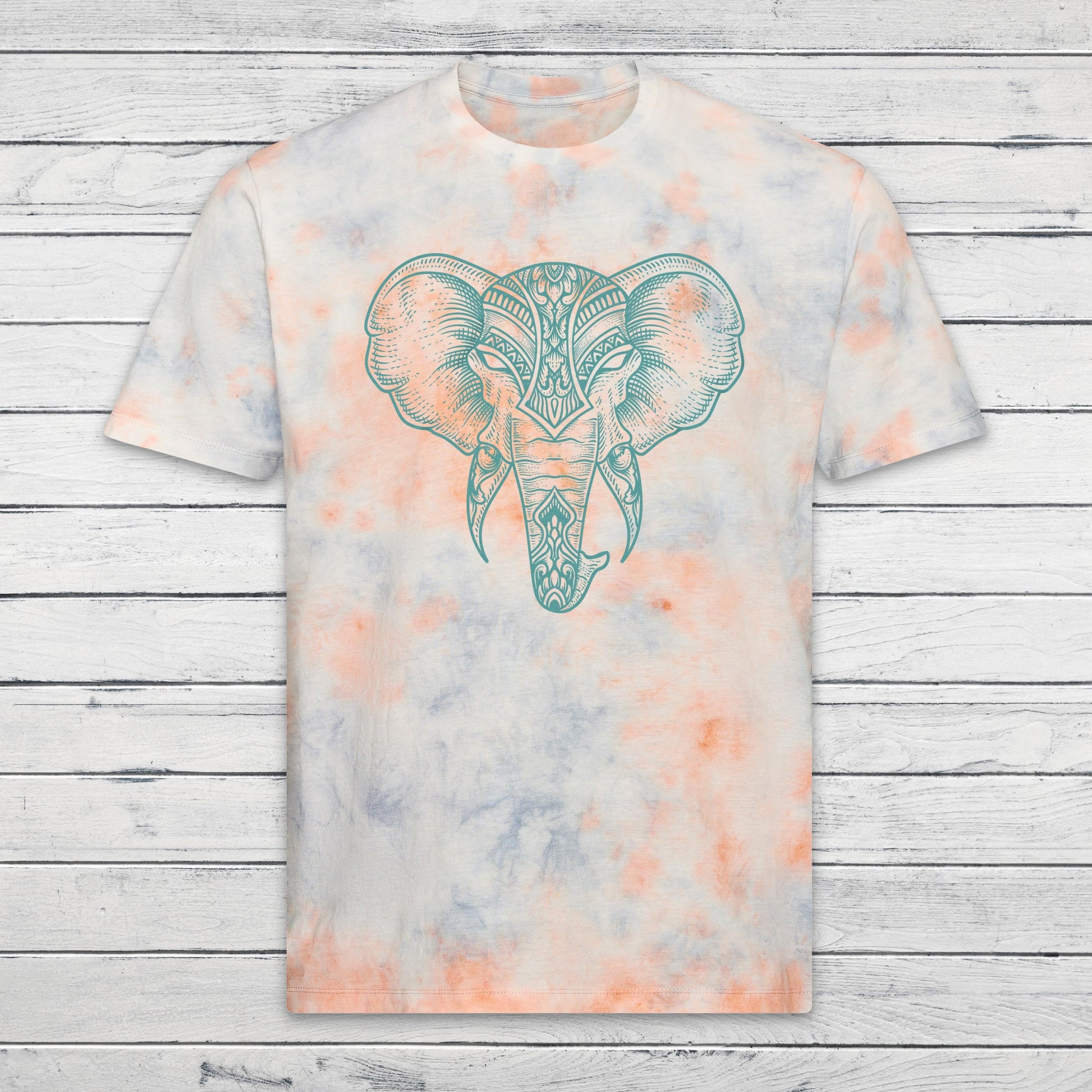 Elephant Print T Shirt Tie Dye Marble Traditional Indian Henna Tattoo Pastel Yoga Mandala Lotus Hindu Ombre Dipped Womens Mens Printed Tee