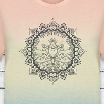 Lotus Mandala Print T Shirt Tie Dye Marble Traditional Indian Henna Tattoo Pastel Yoga Buddhism Hindu Ombre Dipped Womens Mens Printed Tee