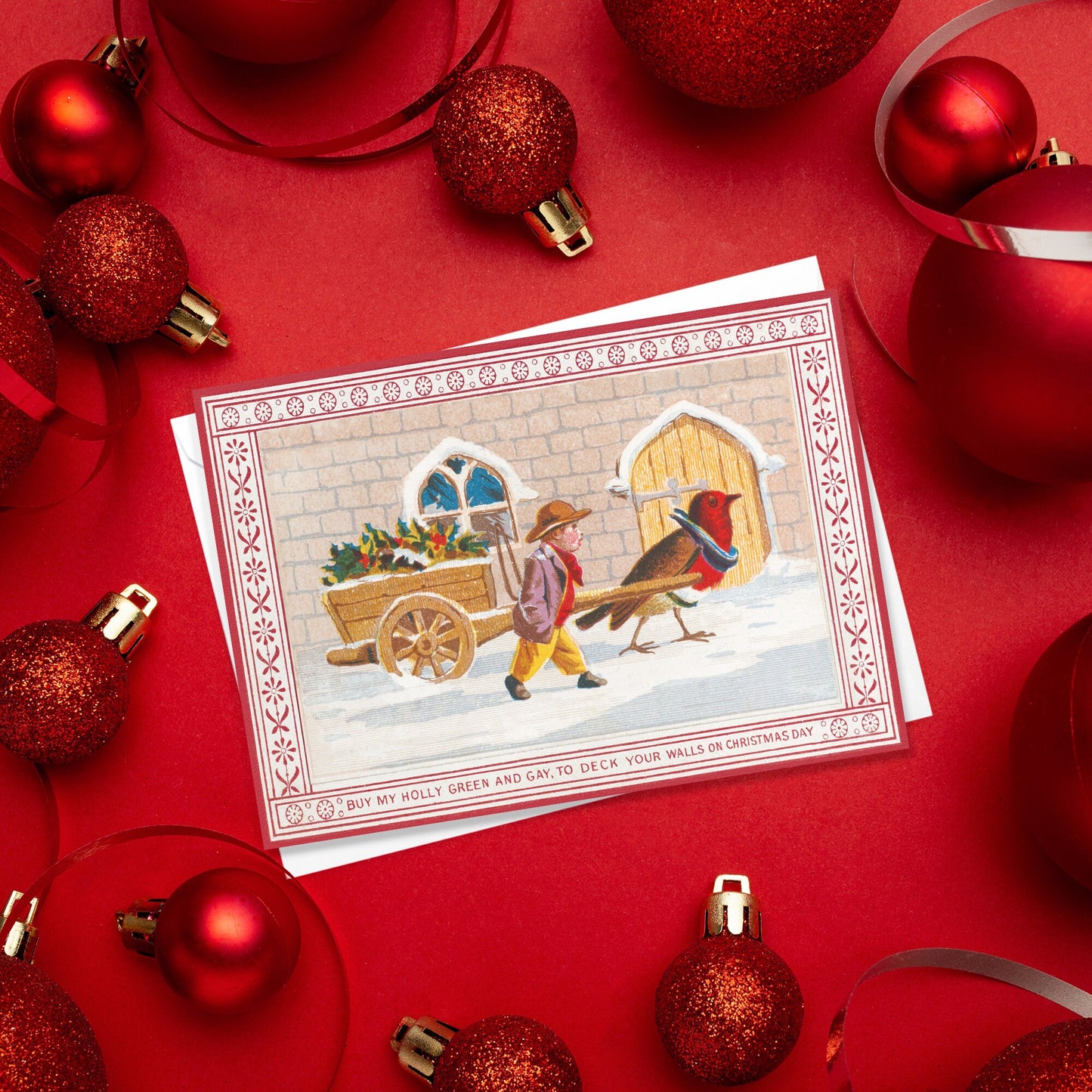 Greeting Cards Victorian Weird Christmas Card Set of 5 Xmas Tree New Year Winter English British Old Vintage Retro Santa Funny Creepy Unique