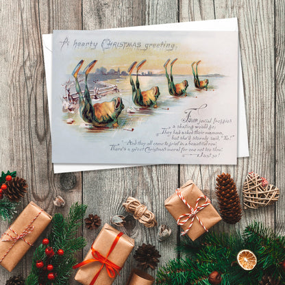 Greeting Cards Victorian Weird Christmas Card Set of 5 Xmas Tree New Year Winter English British Old Vintage Retro Santa Funny Creepy Unique