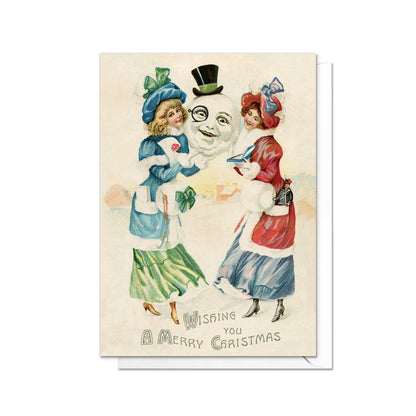 Weird Victorian Greeting Cards Christmas Card Set Xmas New Year Winter Edwardian Vintage Retro Creepy Funny Snowman Santa Monocle - S12