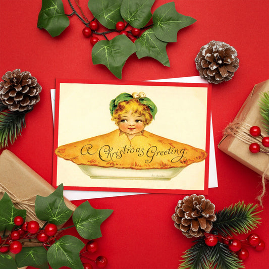 Weird Victorian Greeting Cards Christmas Card Set Xmas New Year Winter Edwardian Vintage Retro Child Pie Plum Pudding Funny Festive Cute P87