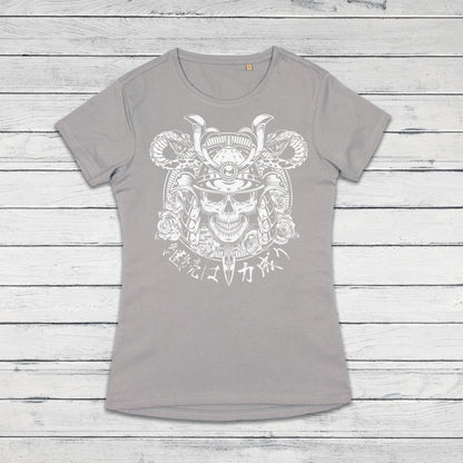 Japanese Samurai Calligraphy T Shirt Traditional Art Japan Kanji Bushido Onna Bugeisha Tattoo Skull Armour Yoroi Womens Girl Printed Tee Top