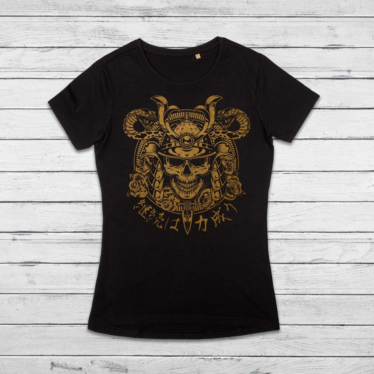 Japanese Samurai Calligraphy T Shirt Traditional Art Japan Kanji Bushido Onna Bugeisha Tattoo Skull Armour Yoroi Womens Girl Printed Tee Top