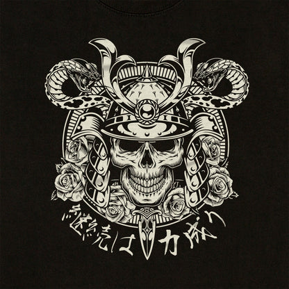 Japanese Samurai Sweatshirt Anime Manga Bushido Onna Bugeisha Tattoo Skull Armour Yoroi Kanji Calligraphy Printed Women Mens Jumper Top