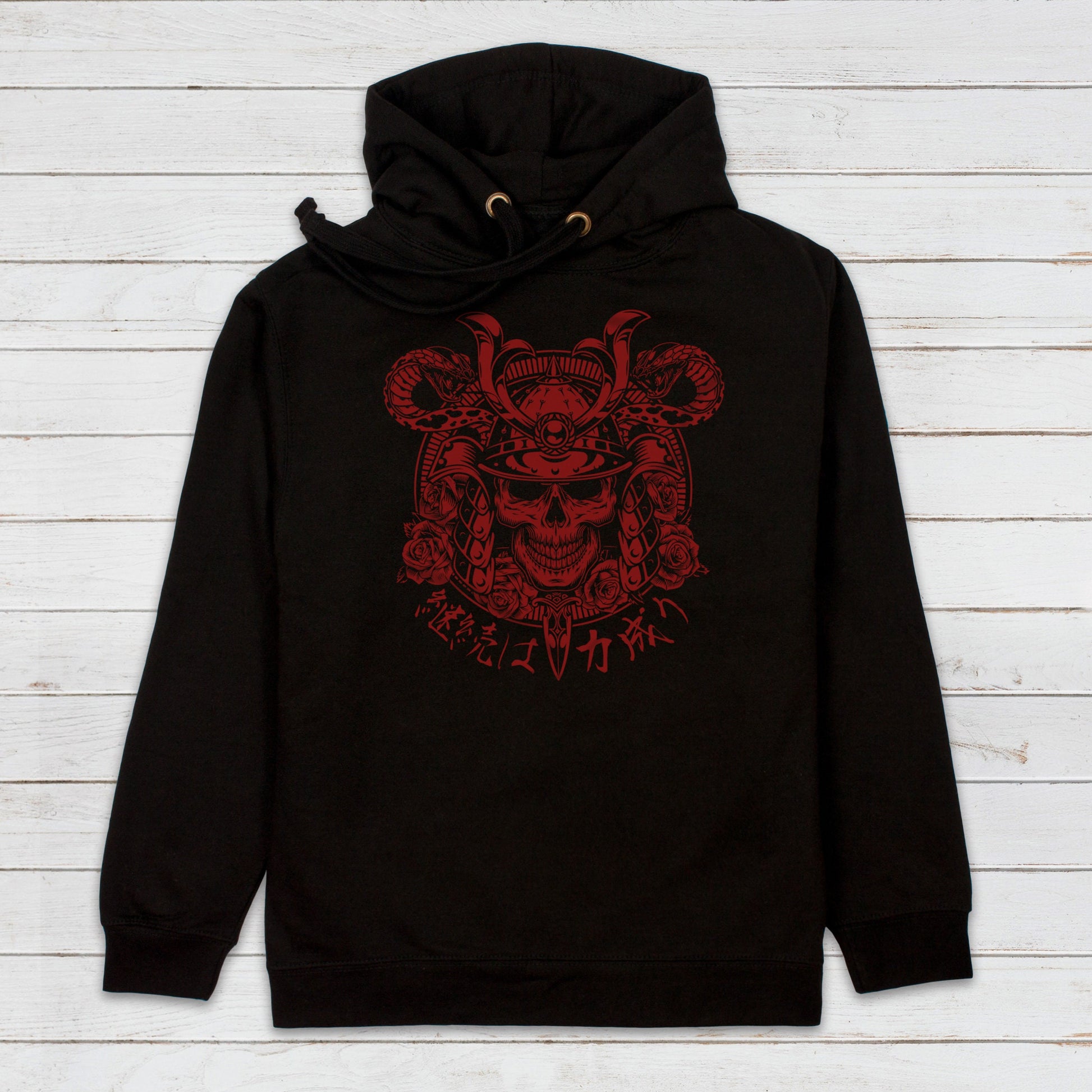 Japanese Samurai Hoodie Anime Manga Bushido Tattoo Skull Armour Yoroi Kanji Calligraphy Printed Mens Womens Sweatshirt Printed Hooded Top