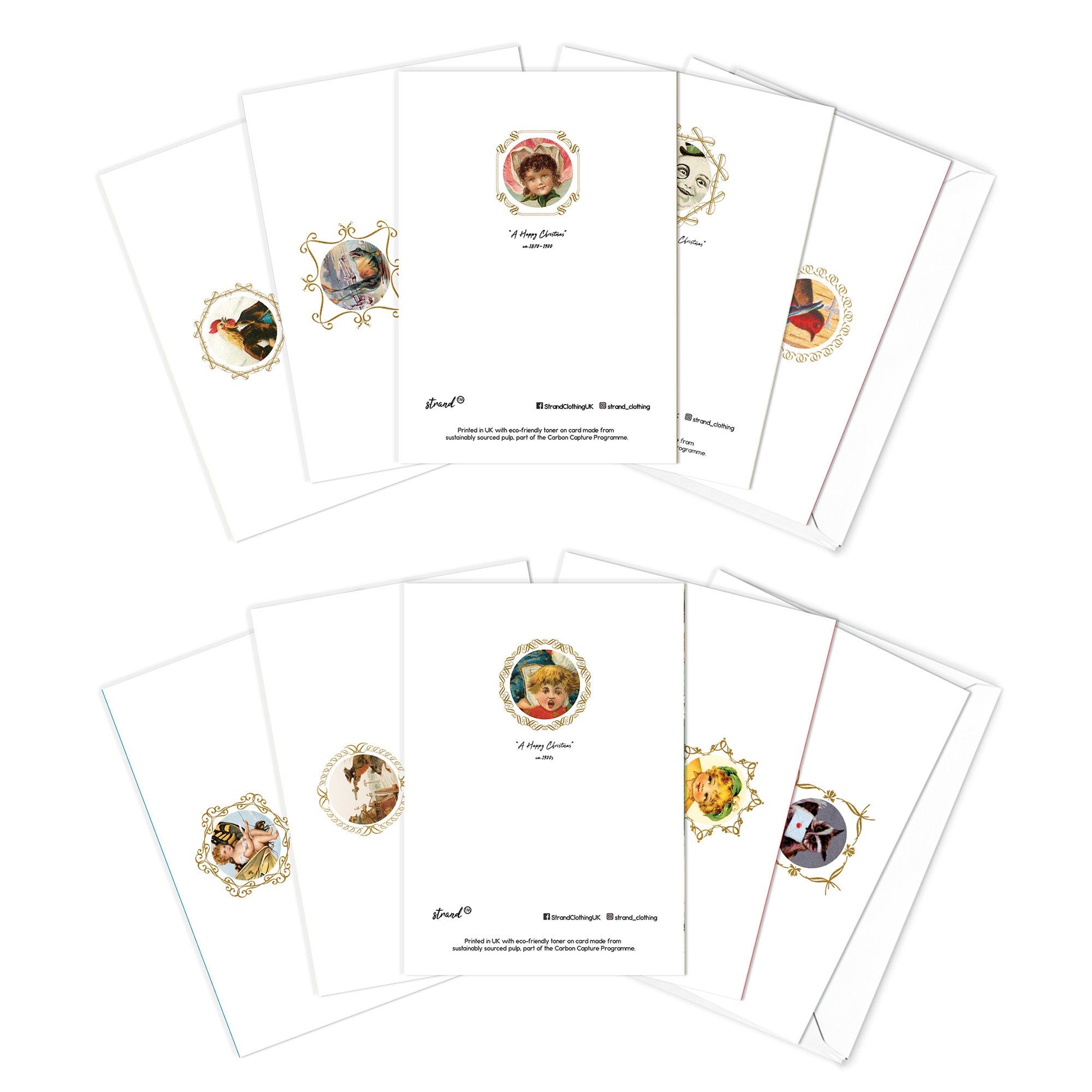 Greeting Cards Victorian Weird Christmas Card Set of 10 Xmas Tree New Year Winter English British Vintage Retro Santa Funny Creepy Quirky