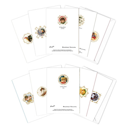 Greeting Cards Victorian Weird Christmas Card Set of 10 Xmas Tree New Year Winter English British Vintage Retro Santa Funny Creepy Quirky
