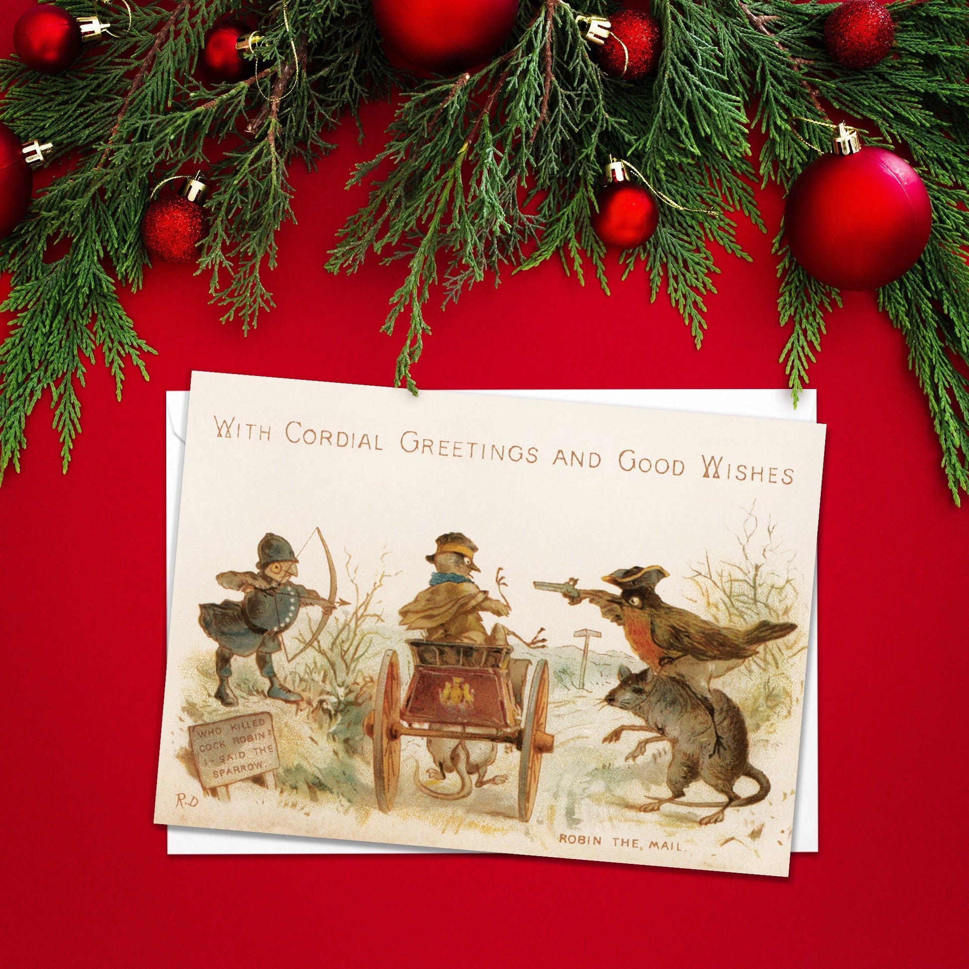 Weird Victorian Greeting Cards Christmas Card Set Xmas New Year Winter Edwardian Vintage Retro Robin The Mail Bird Funny Festive Cute R77