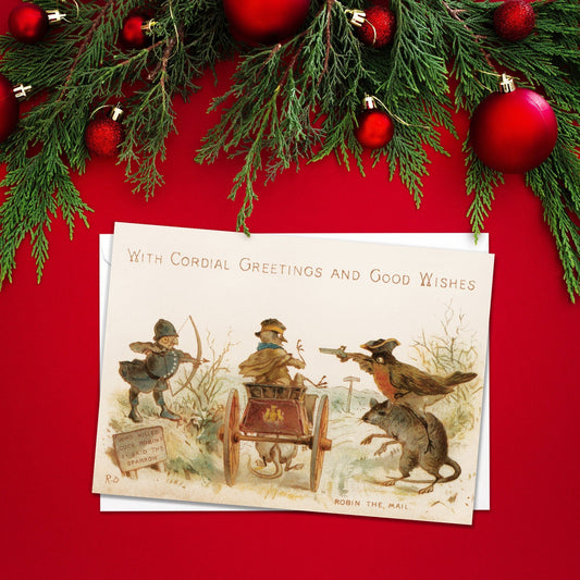 Weird Victorian Greeting Cards Christmas Card Set Xmas New Year Winter Edwardian Vintage Retro Robin The Mail Bird Funny Festive Cute R77