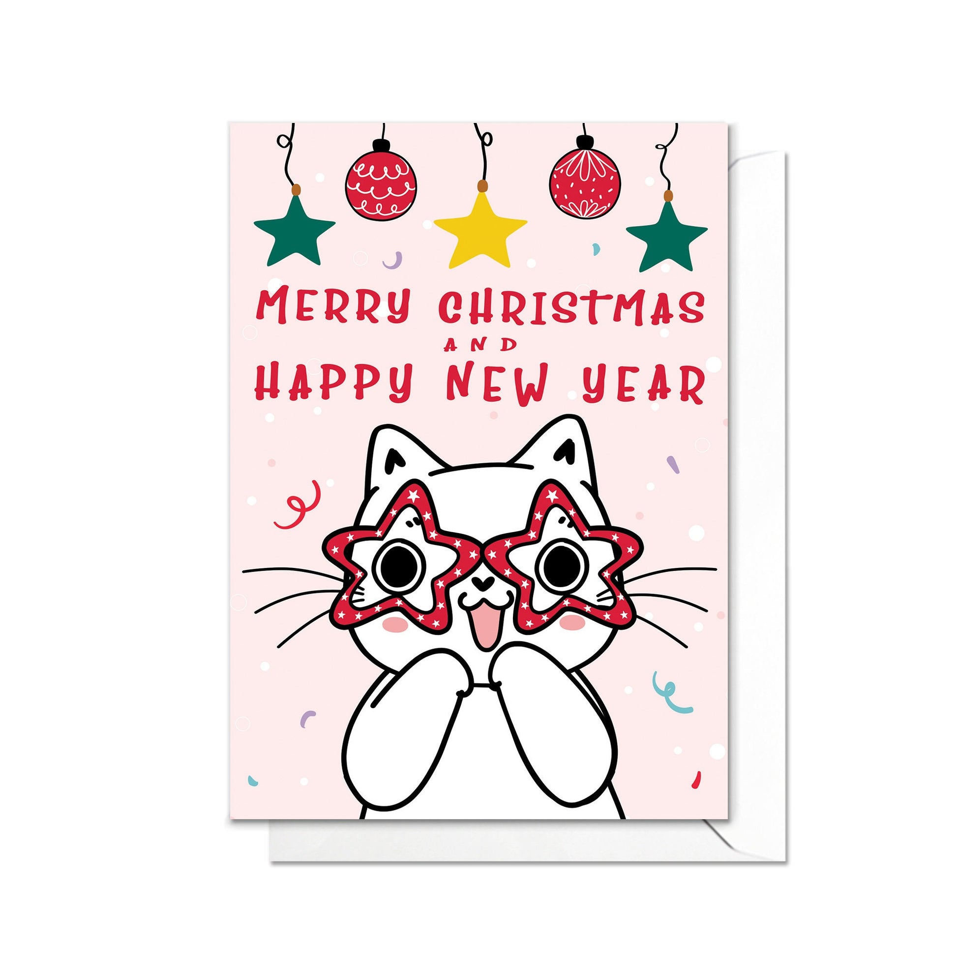 Christmas Greeting Card Kawaii Xmas Tree New Year Winter Pretty Cats Kittens Retro Santa Claus Kittens Cute Party Cat-Lover Gift Gifts - E17