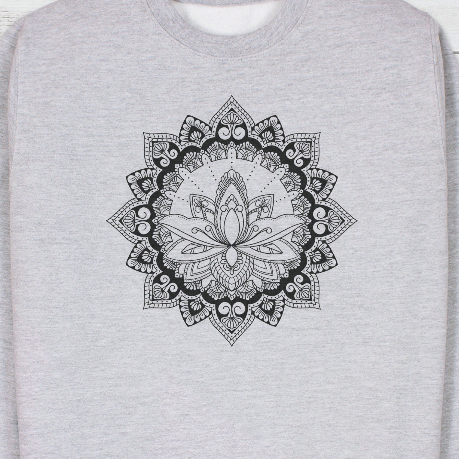 Lotus Mandala Art Sweatshirt Traditional Indian Henna Tattoo Gold Print Yoga Inspirational Buddhism Hindu Printed Womens Mens Jumper Top