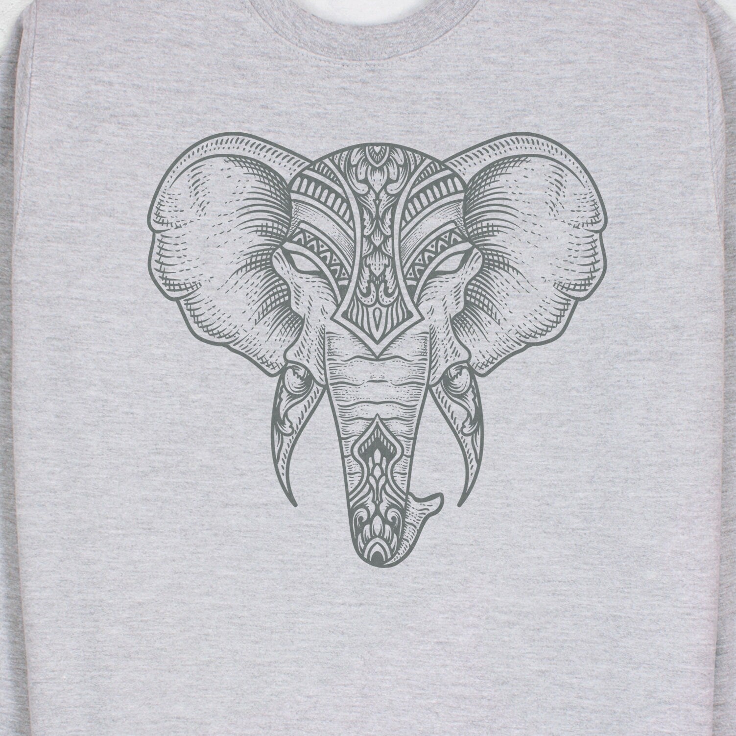 Elephant Art Sweatshirt Traditional Indian Henna Tattoo Gold Print Yoga Inspirational Lotus Mandala Hindu Printed Womens Mens Jumper Top